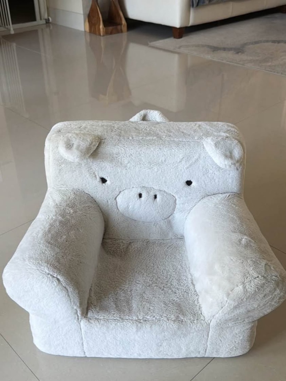 Pottery Barn Plush White Animal Kids Armchair - Picture 4 of 6